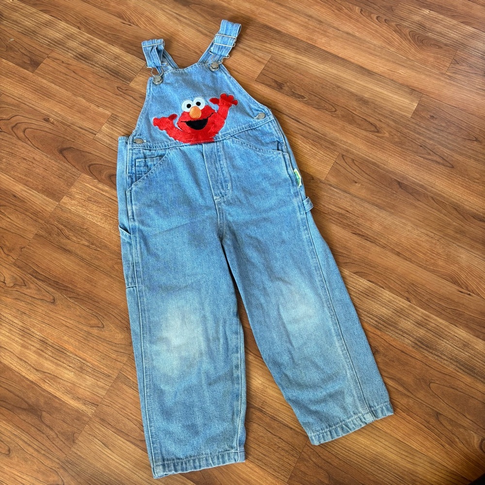 Vintage Sesame Street Elmo Overalls Dungarees Size 3T - Picture 2 of 4